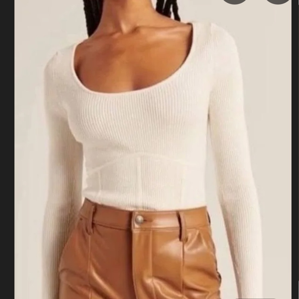 Abercrombie White Corset Sweater
